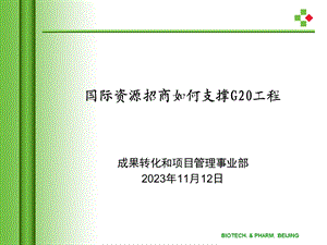 国际资源招商如何支撑G20工程.ppt