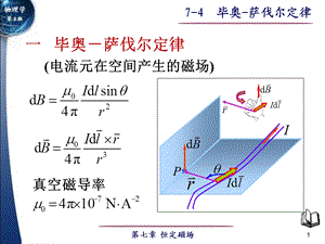 大学物理第07章恒定磁场7-4毕奥-萨伐尔定律.ppt