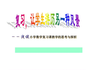 小学数学复习课教学的思考与探析.ppt