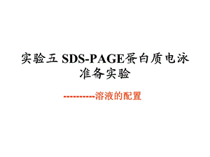 实验五SDS-PAGE蛋白质电泳准备实验.ppt