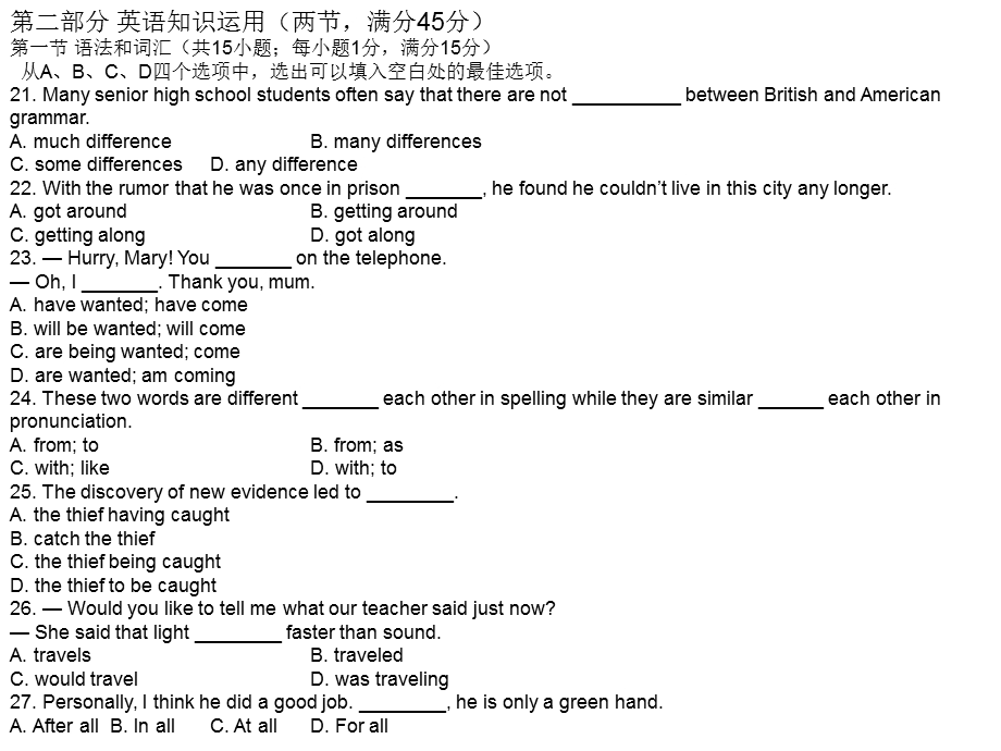 外研版英语必修五Module1练习.ppt_第1页