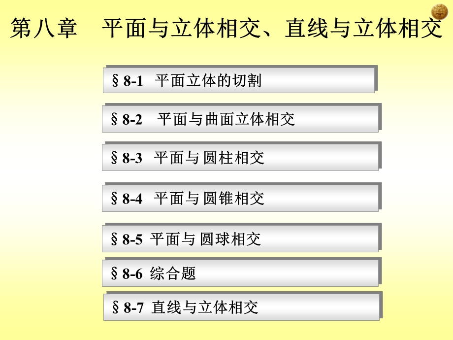 大学工程制图第八章平面与立体直线与立体相交.ppt_第1页