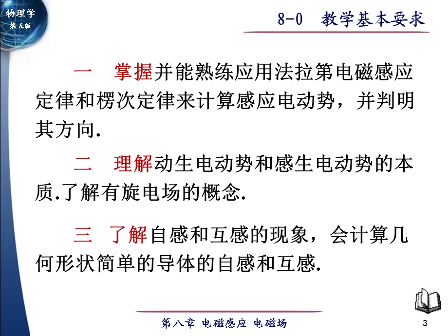 大学物理第08章电磁感应电磁场8-0教学基本要求.ppt_第3页