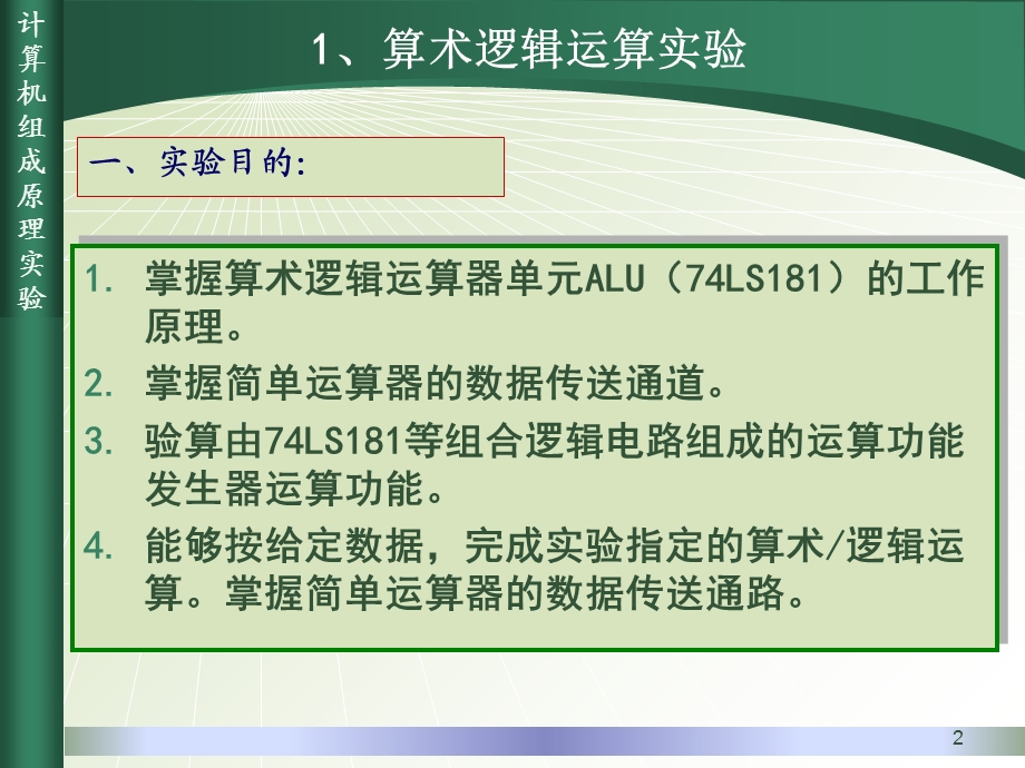 实验一算术逻辑运算实验.ppt_第2页