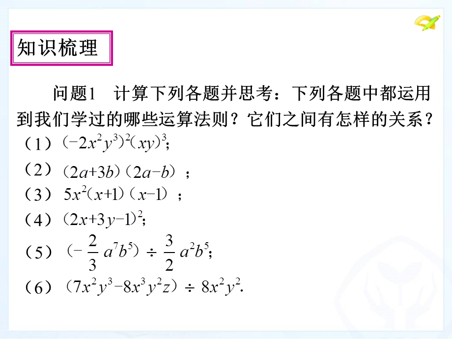 整式的乘除与因式分解小结与复习课件ppt.ppt_第1页