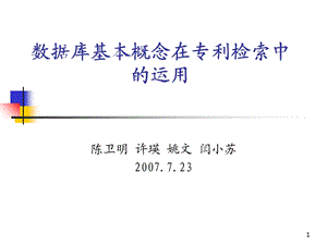 数据库基本概念在专利检索中的运用(陈卫明).ppt