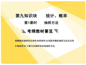 苏教版高三数学复习课件9.1抽样方法.ppt