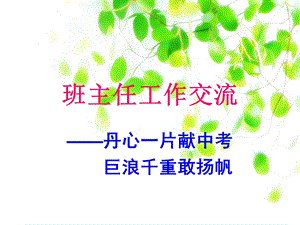 班主任工作交流恳谈.ppt