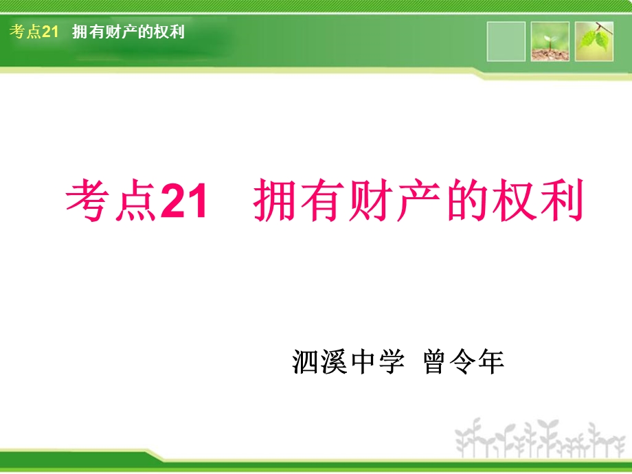 考点21拥有财产的权利.ppt_第1页