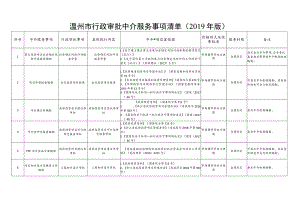 温州市行政审批中介服务事项清单2019年版.docx