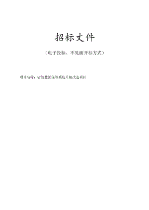 医院医疗卫生服务共同体省智慧医保等系统升级改造项目招标文件.docx