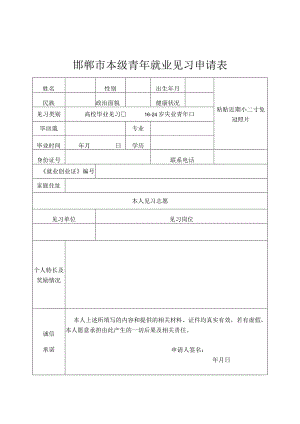 邯郸市本级青年就业见习申请表.docx