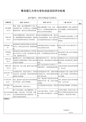 青岛理工大学大学生创业项目评分标准.docx