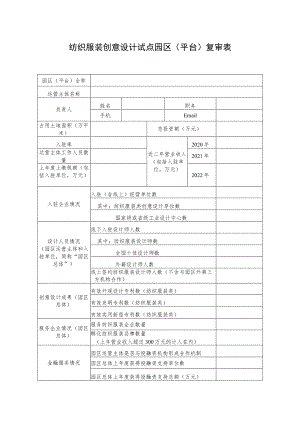 纺织服装创意设计试点园区平台复审表.docx