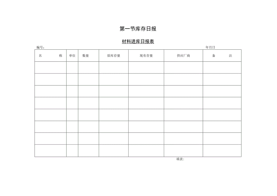 材料进库日报表参考范本.docx_第1页