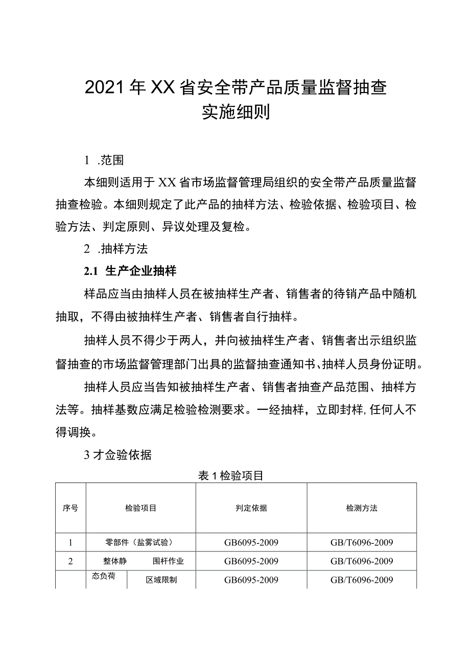 2021年工业品省级监督抽查实施细则（安全带）.docx_第1页