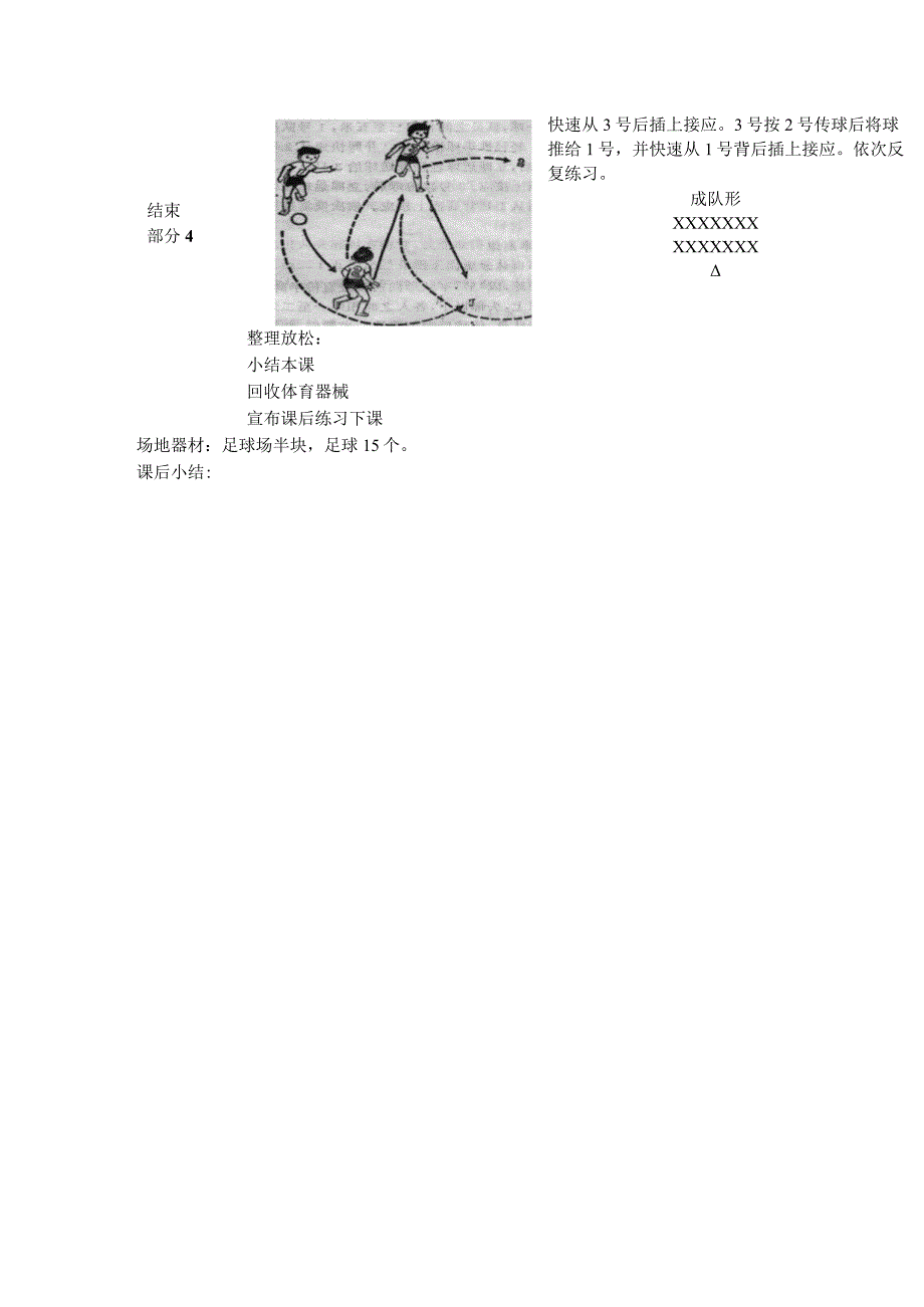 中小学足球头传接球训练第十七课时绕8字插上跑传教案.docx_第2页