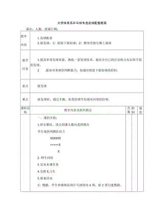 大学体育系乒乓球专选发球配套教案.docx