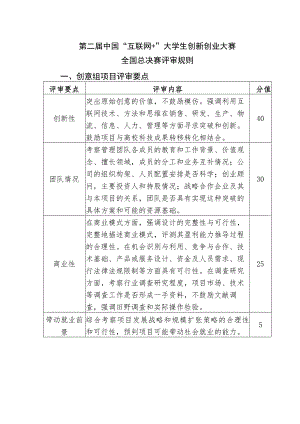 第二届中国“互联网 ”大学生创新创业大赛全国总决赛评审规则.docx