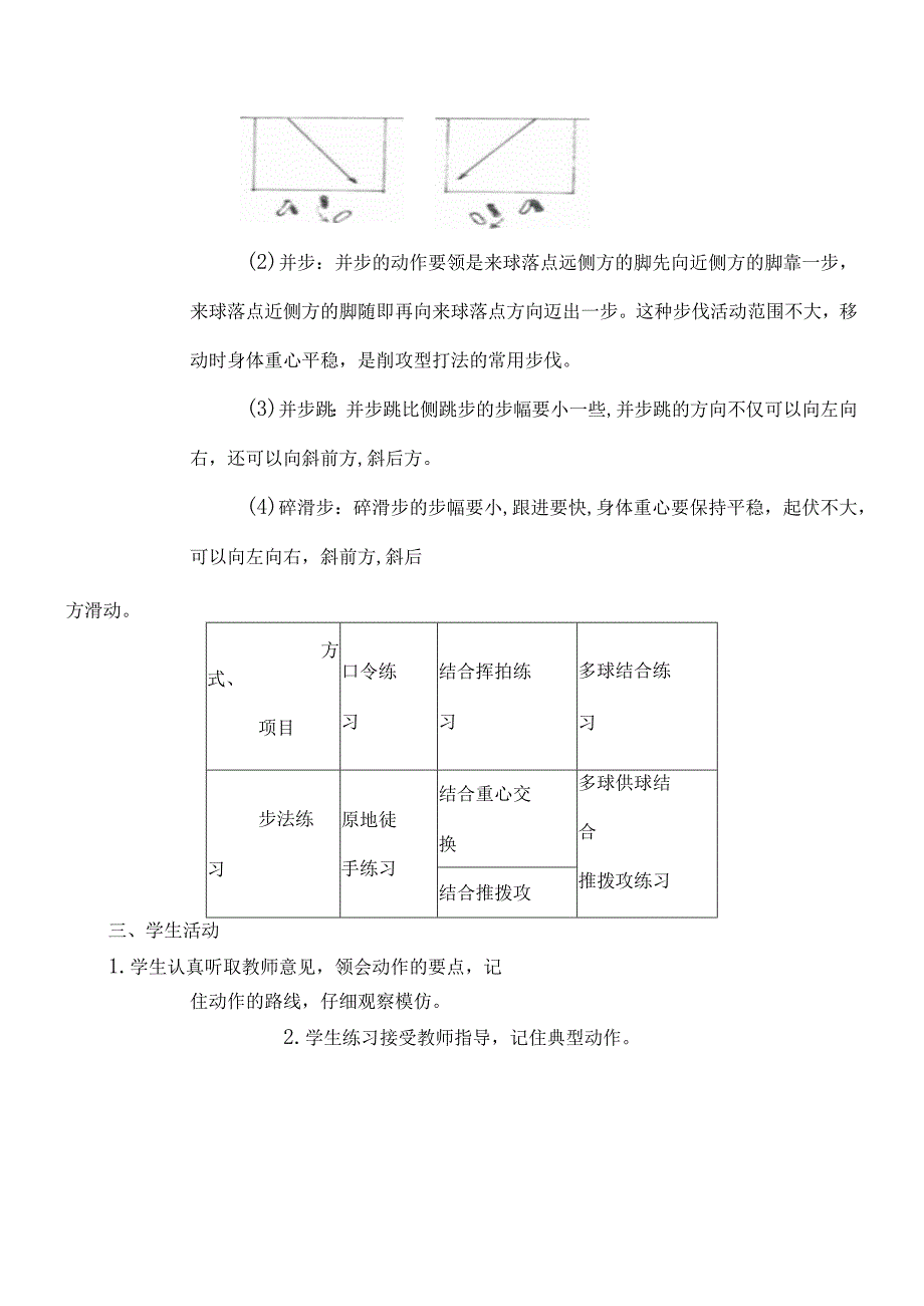 小学三年级乒乓球基本步法一掌握正确基本步法教案.docx_第2页