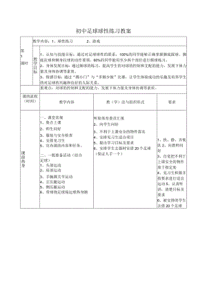 初中足球球性练习教案.docx