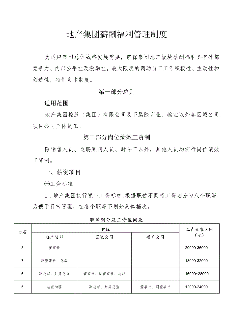 地产集团薪酬福利管理制度.docx_第1页