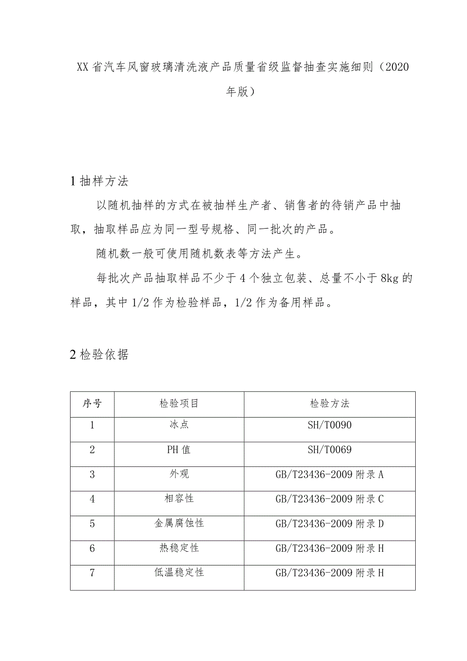 汽车风窗玻璃清洗液产品质量省级监督抽查实施细则(2020年版).docx_第1页