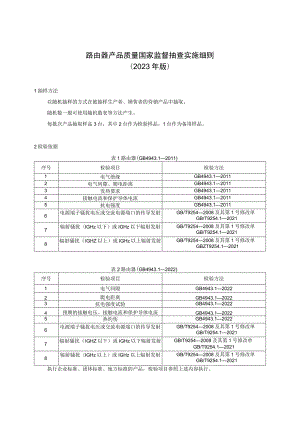 路由器产品质量国家监督抽查实施细则（2023年版）.docx