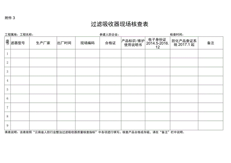 过滤吸收器现场核查表.docx_第1页