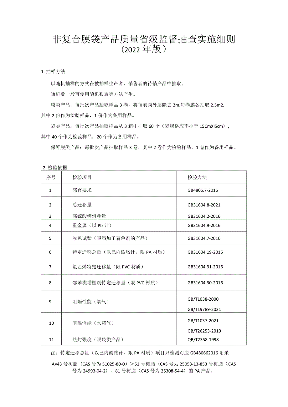 非复合膜袋产品质量省级监督抽查实施细则（2022年版）.docx_第1页