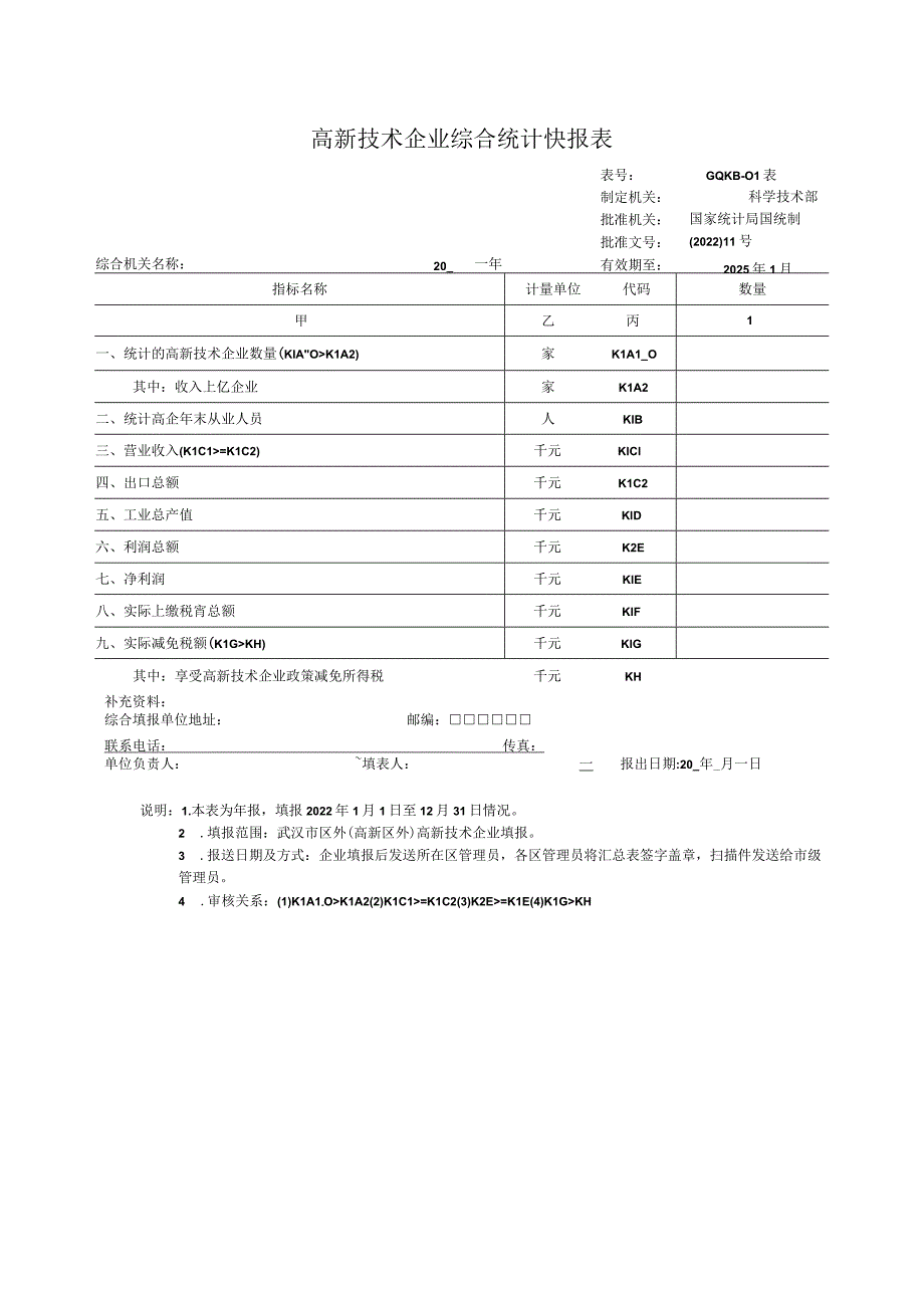 高新技术企业综合统计快报表.docx_第1页