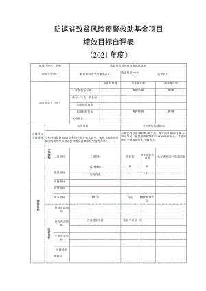 防返贫致贫风险预警救助基金项目绩效目标自评表.docx