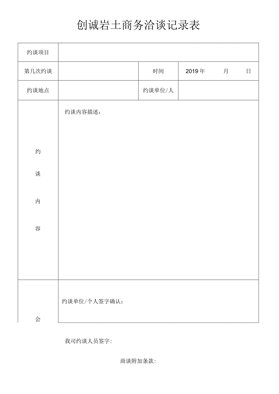 商务洽谈记录表.docx_第1页