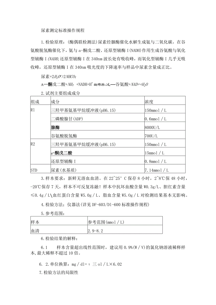 尿素测定标准操作规程.docx_第1页