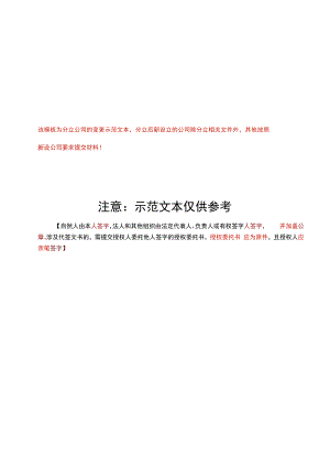 公司分立变更文书模板.docx