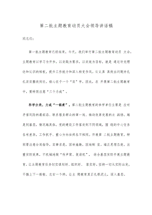 第二批主题教育动员大会领导讲话稿.docx