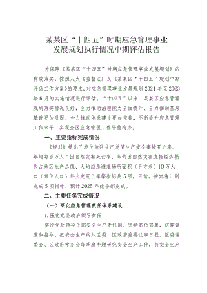 某某区“十四五”时期应急管理事业发展规划执行情况中期评估报告.docx