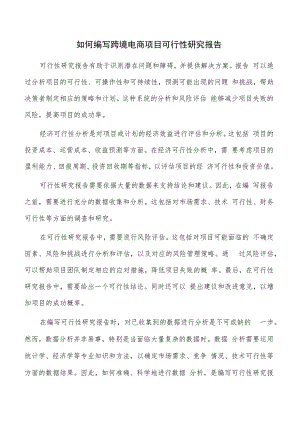 如何编写跨境电商项目可行性研究报告.docx