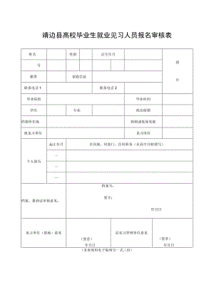 靖边县高校毕业生就业见习人员报名审核表.docx