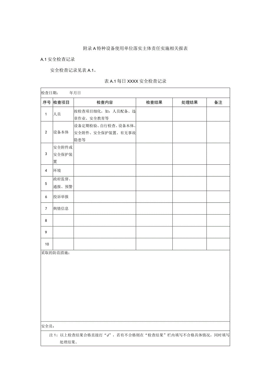 特种设备使用单位落实主体责任实施相关报表.docx_第1页