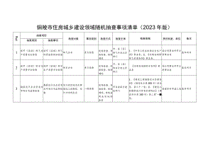 铜陵市住房城乡建设领域随机抽查事项清单2023年版.docx