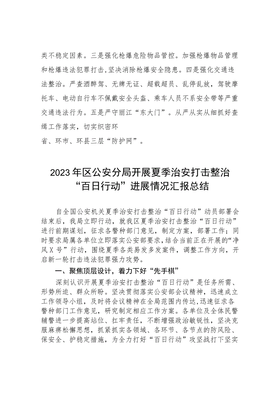 县公安夏季治安打击整治“百日行动”总结报告六篇.docx_第3页