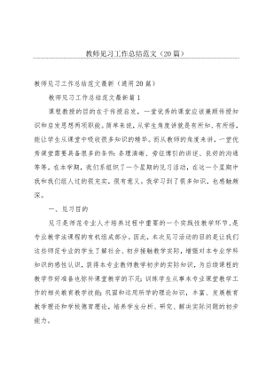 教师见习工作总结范文（20篇）.docx