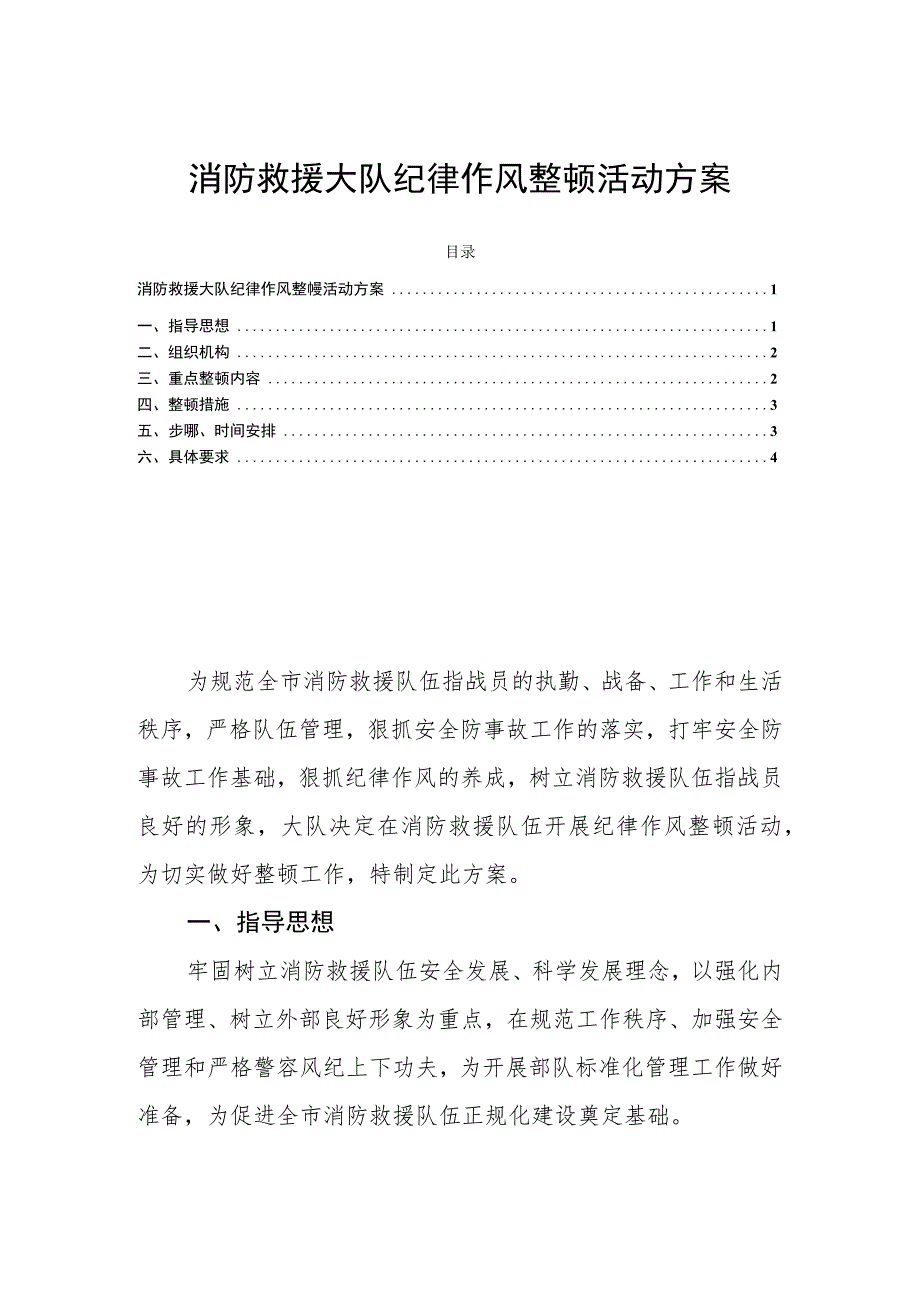 消防救援大队纪律作风整顿活动方案.docx_第1页