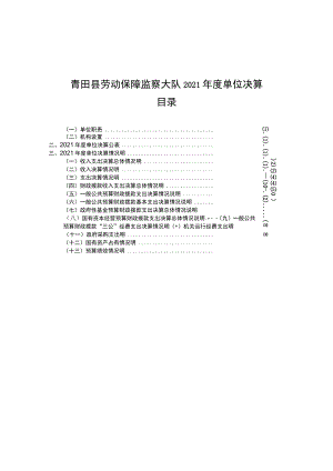 青田县劳动保障监察大队2021年度单位决算目录.docx