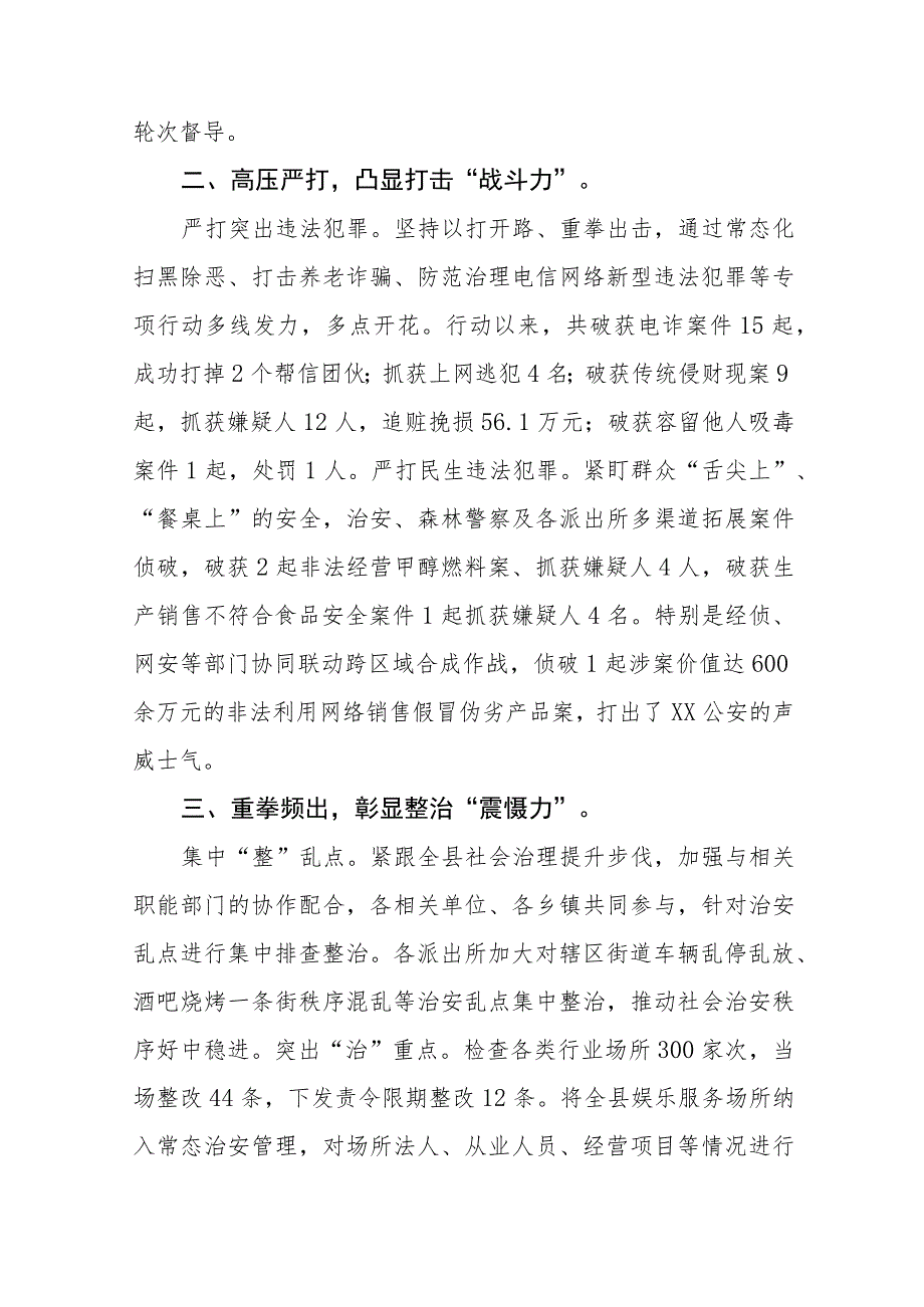 2023年公安机关夏季治安打击整治“百日行动”阶段性进展情况汇报总结六篇.docx_第2页