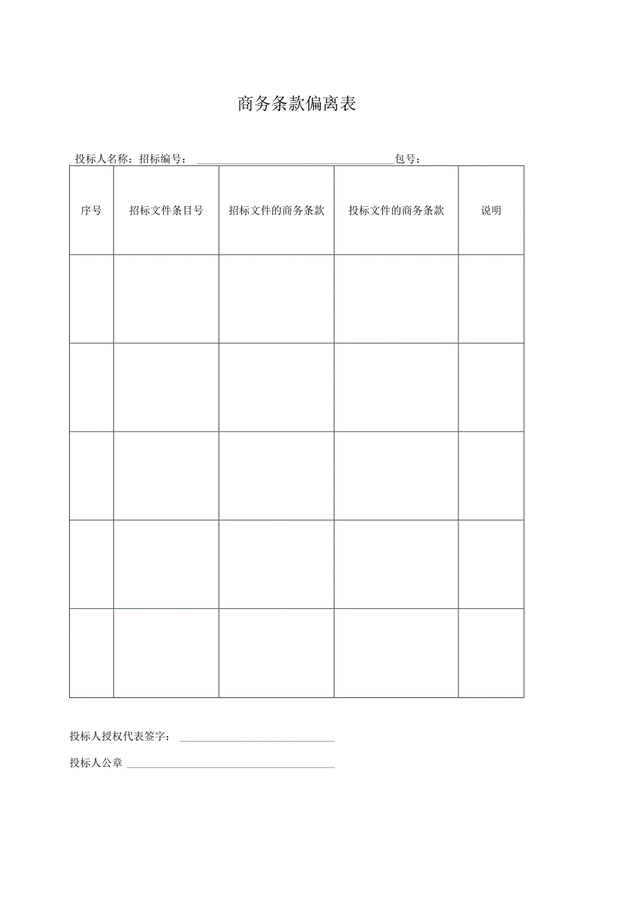 商务条款偏离表36(2023年).docx_第1页