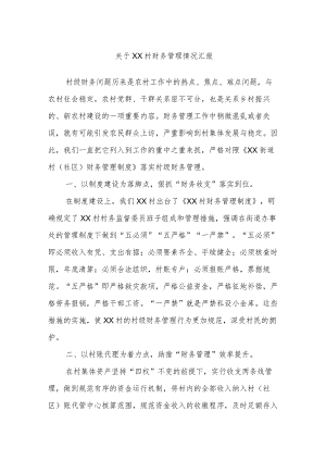 关于XX村财务管理情况汇报.docx