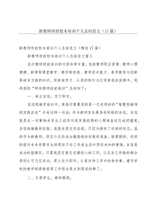 新教师岗前校本培训个人总结范文（17篇）.docx