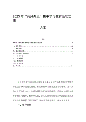 2023年“两风两纪”集中学习教育活动实施方案.docx